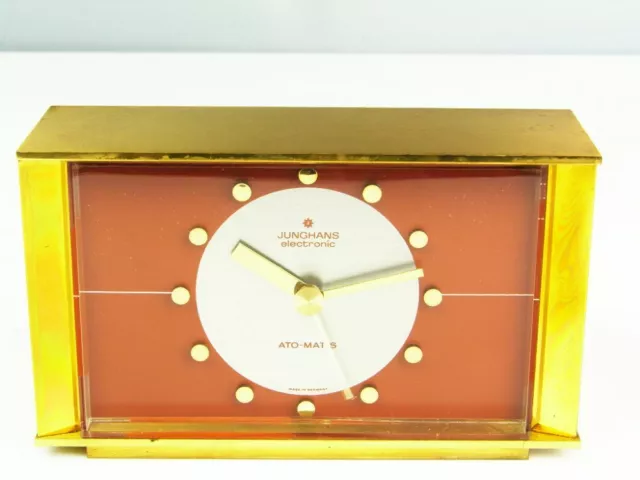 Beautiful Later Art Deco Bauhaus Desk Clock Automatic Junghans Germany 2