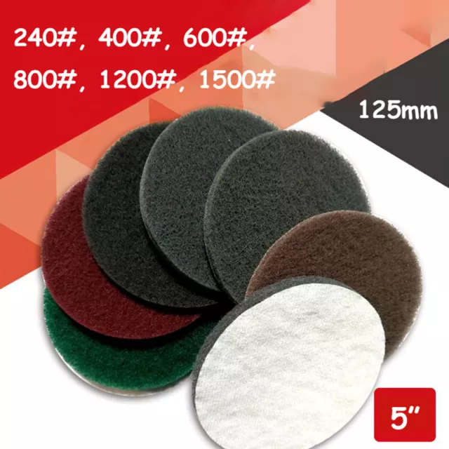 125mm Nylon Fiber Scouring Pads Hook & Loop Abrasive Cleaning Pads 240-1500 Grit