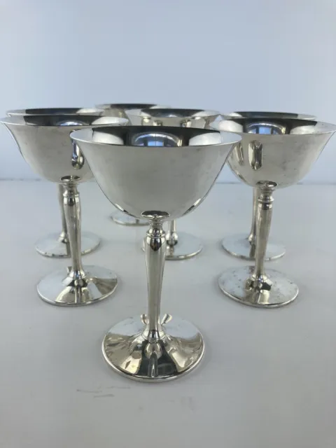 Set of 7 Cresent Silver Mfg Silverplate Stemmed Wine Champagne Dessert Cup 4.75”