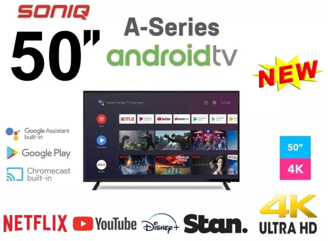 SONIQ 50" 4K UHD Android Smart TV Google Assist Netflix ChromeCast WiFi G50UW40A