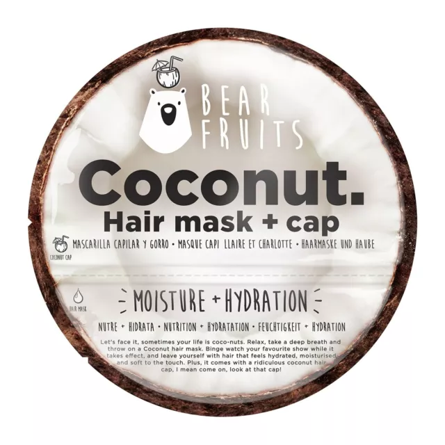 Bear Fruits Coconut Hair Mask & Reusable Hair Cap, Cruelty-free and Vegan Dee...