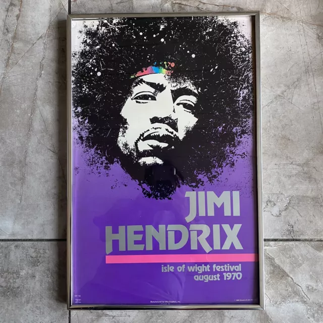 Jimi Hendrix at the Isle Of Wight Festival 1985 Repro Poster And Frame