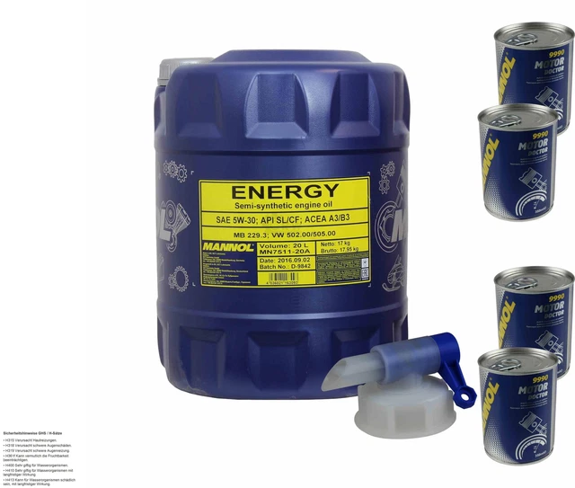 20L Olio Motore MANNOL Energia 5W-30 4x MANNOL Motore Medico