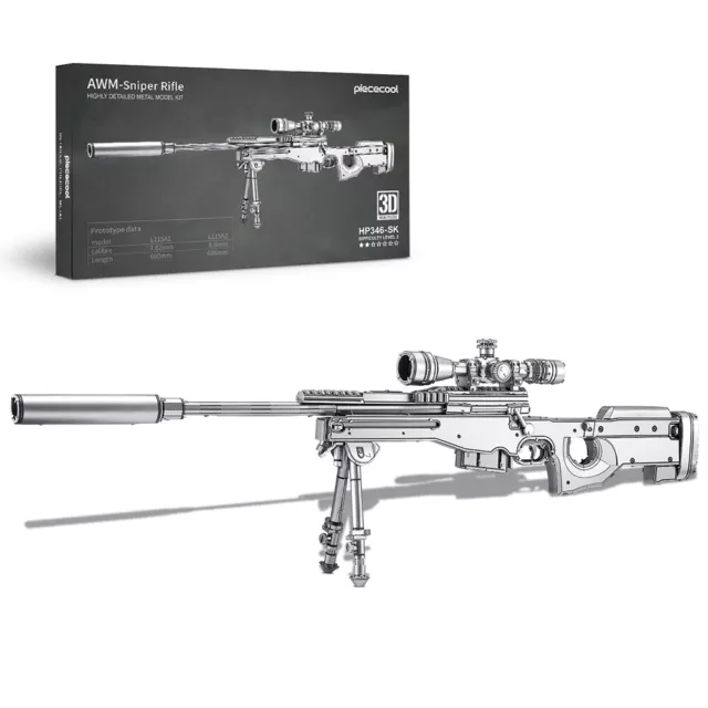 Piececool 186 Stück 3D Puzzle für Erwachsene AWM - schweres Scharfschützengewehr
