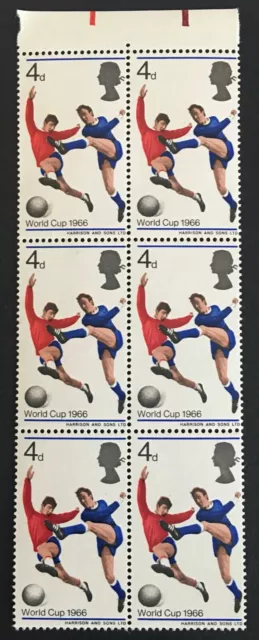 GB QEII 1966 World Cup 4d SG693 Block of 6 MNH