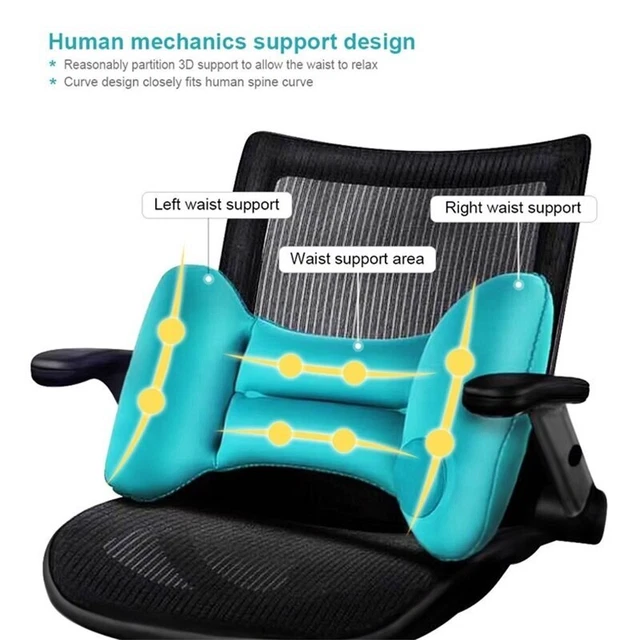Inflatable Back Lumbar Support Pillow Chair Car Seat Travel Neck Waist Protector