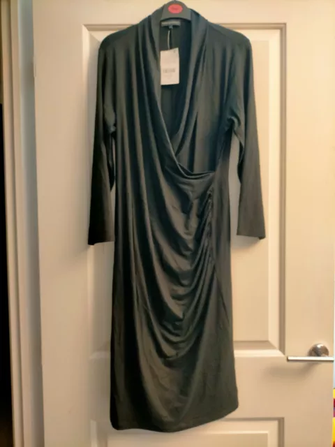 NEXT Maternity Black Wrap Front Long Sleeved Stretch Midi Dress Size 14 BNWT ❤️