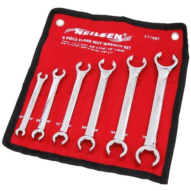 6 Pièce Écrou Évasé Clé Set - SAE Imperial - Frein Et Air Gaz Tubes