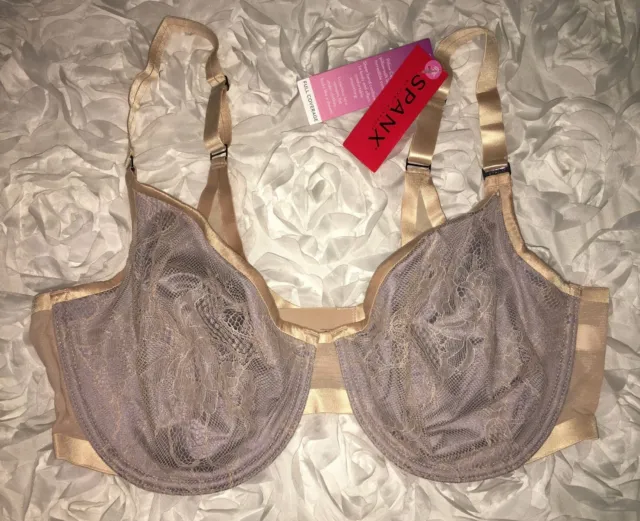 SPANX PILLOW CUP Lace Full Coverage Nude Grey Underwire Bra NEW