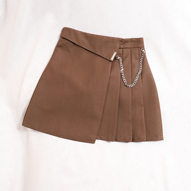 Donna Ragazza Mini Gonne Punk Gotico Pieghe Catena Irregolare Asimmetrico Moda