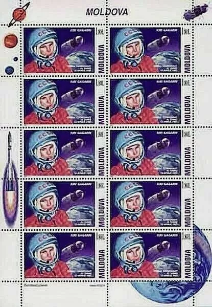 Moldova stamps! Yuri Gagarin, First Manned Space Flight, Vostok, MNH, 2001, 10v