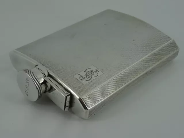 Fine Large Indian Solid Silver Spirit Hip Flask Calcutta Hamilton & Co 1958 254G