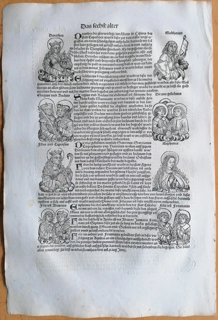 Schedel Original Incunable Leaf Saints Sebastian Lucia Vitus - 1493