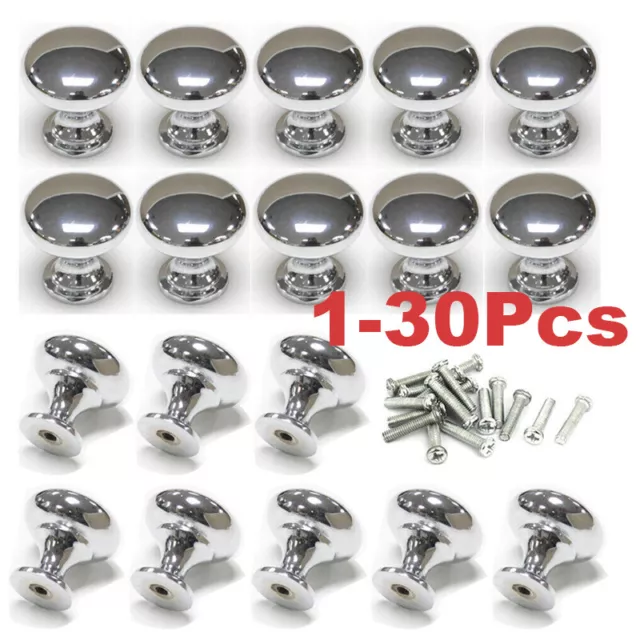 Stainless Steel Cabinet Knob Round Door Knobs Mushroom Shape Pull Handle Chrome