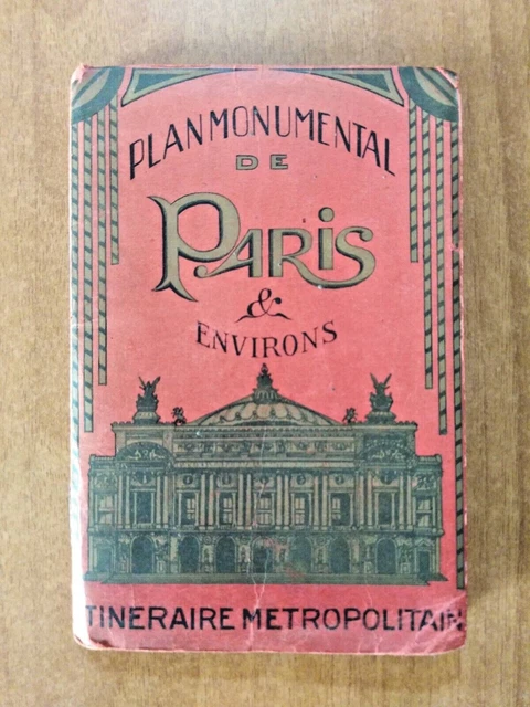 1889 PLANED MONUMENT Map of Paris, A Travers Les Siecles, Illustrated