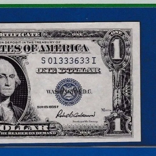 Fr.1615   $1  1935 F   SILVER CERTIFICATE NOTE FANCY SN S 01333-33 I   PCGS