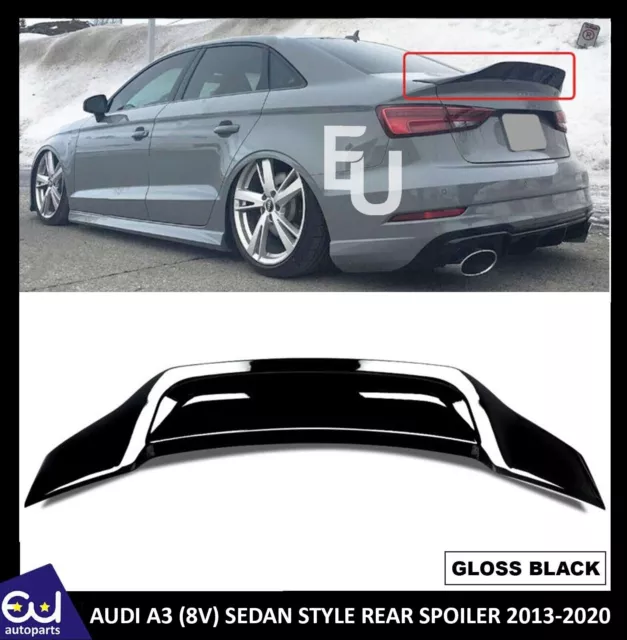 For Audi A3 S3 Rs3 8V Saloon Rear Boot Spoiler Boot R Style Gloss Black 2013-20