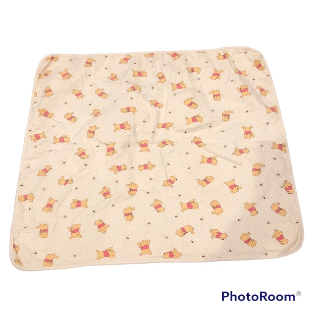Manta de bebé Disney Winnie the Pooh a rayas amarillas instrucciones blanca