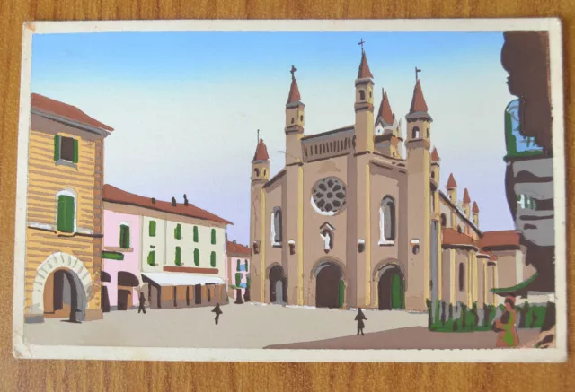 Cartolina Alba Il Duomo Non Viaggiata Dipinta A Mano Primi '900 Subalpina Gg