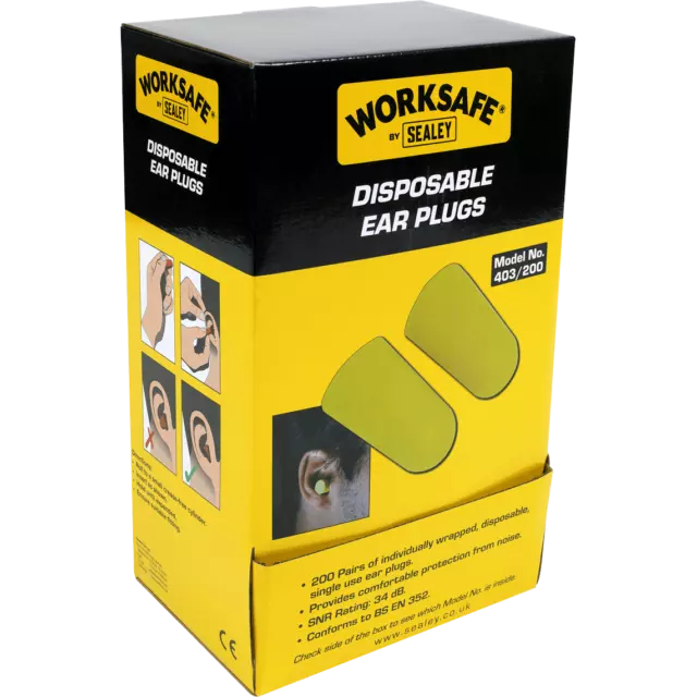 Sealey Worksafe Tappi per orecchie monouso confezione da 200
