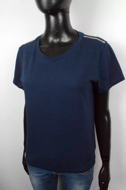 Patrizia Pepe Maglia Taglia S T-Shirt Manica Corta Cotone Blu Made in Italy