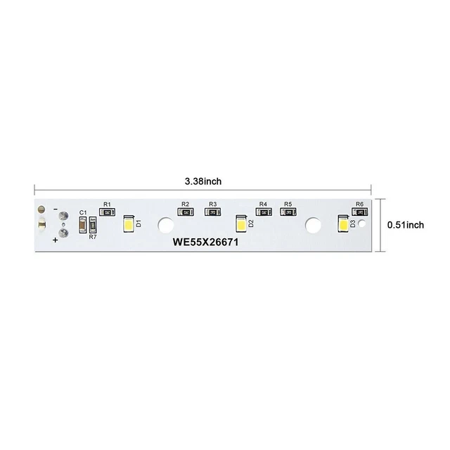 WR55X26671 Scheda luminosa LED per frigoriferi GE Luce a striscia LED 38x0,51