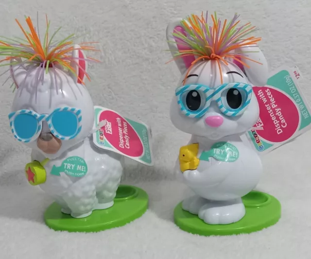 Easter Bunny Nerdy Rabbit and Kitten Pooping Candy Dispenser Lot of 2