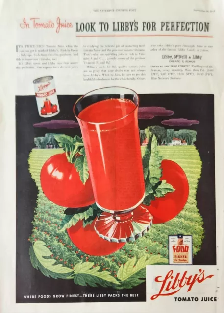 1944 Libbys Tomato Juice Vintage Ad Its twice rich in flavor