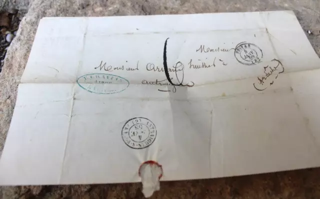 Lettre avec marque postale manuscrite de Privas le 3 01  1858 à Antraigues  ant