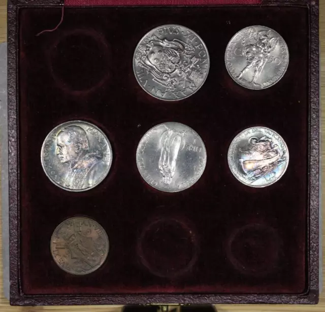 1929 Italy Vatican City Partial Mint Set 6 Coins and Box