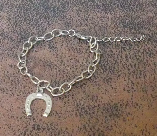 Bracelet fer à cheval serti de zircons en argent - Bracelet porte