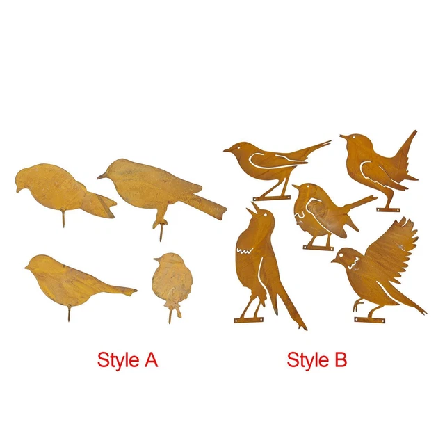 Decorazione Giardino Nonni In Metallo Arrugginito - Figura Ornamentale 17x25cm Per Esterni | Stile Vintage