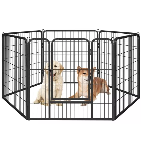 Parc enclos modulable pliable pour animaux 6 panneaux avec porte