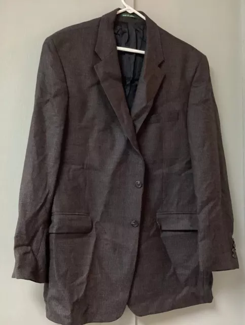 Ralph Lauren Mens 46L Brown Blazer Sport Coat Suit Jacket Houndstooth Lined