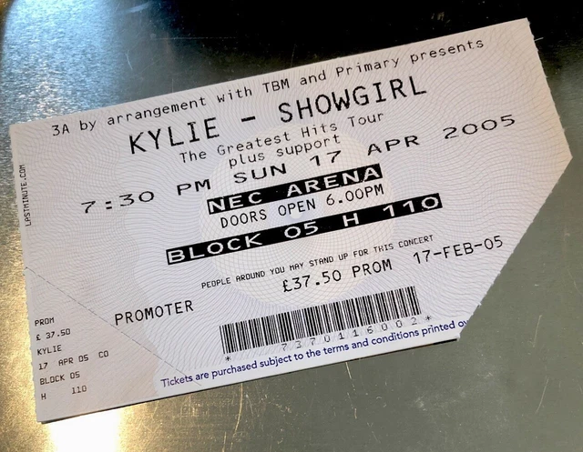 KYLIE Showgirl Greatest Hits Tour 2005 NEC Arena Birmingham Concert Memorabilia