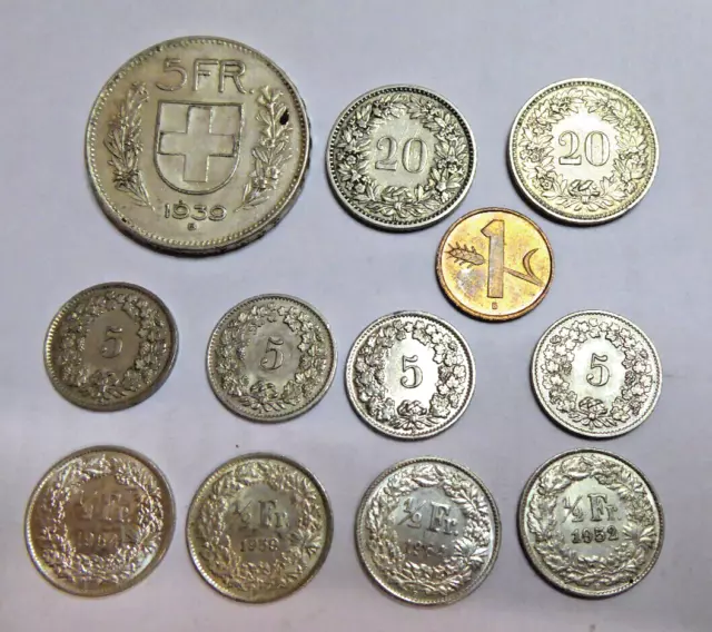 12 Umlauf Münzen aus der Schweiz 2