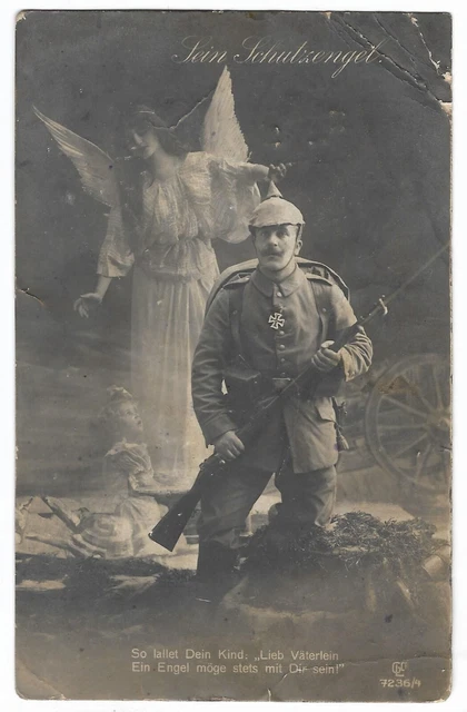 Foto-AK Postkarte Patriotika Landser feldgrau Bayern Pickelhaube Eisernes Kreuz