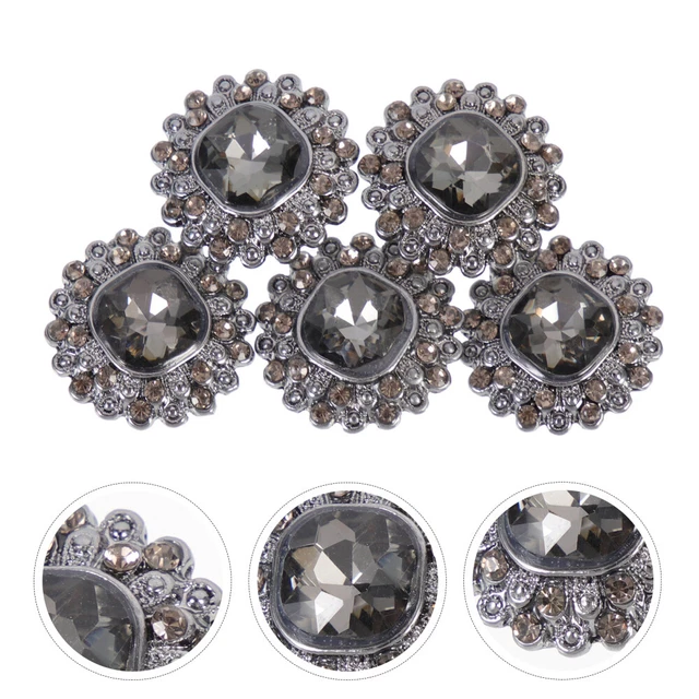 5 piezas botones de diamante planos de aleación decoraciones florales gracia