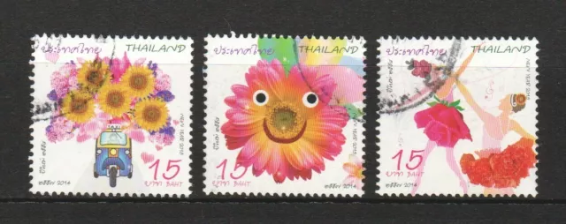 Thailand 2014 New Year 2015 2Nd Series Recreative Blossom Comp. Set 3 Stamp Used