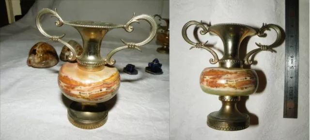 LOT mini vases albâtre /métal + Cyprée cypraéa + miniatures porcelaine Limoges 2