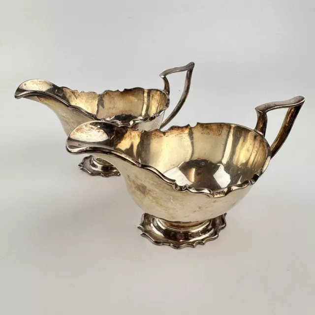 Pair Of Antique Silver Plated Sauce Boats 18.5cm