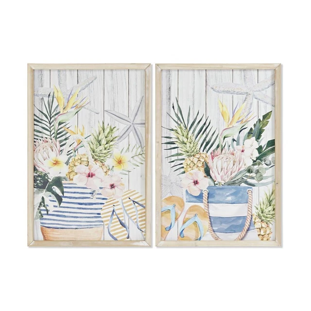 Cadre DKD Home Decor Été méditerranéen (40 x 1,8 x 60 cm) (2 Unités)