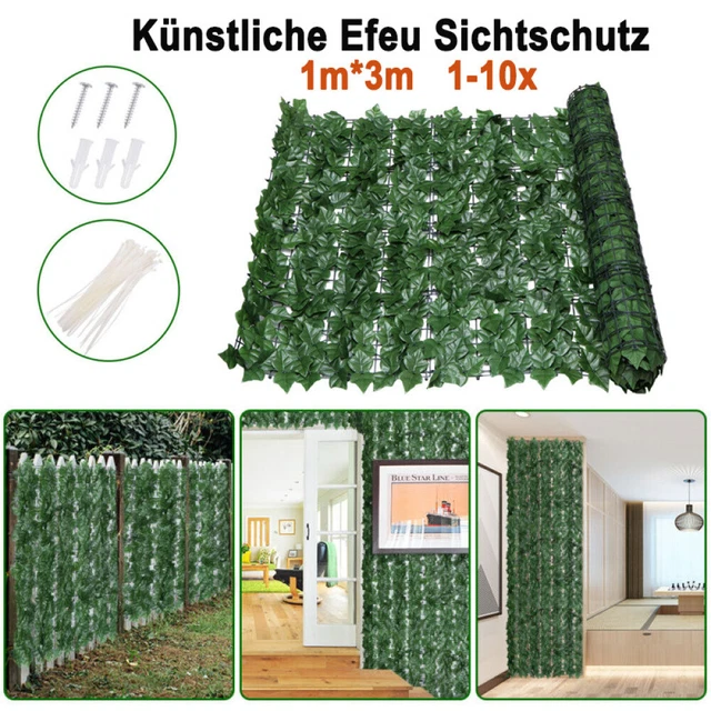 Sichtschutzhecke Windschutz Efeu Sichtschutz Balkonverkleidung Blätterzaun 1mx3m