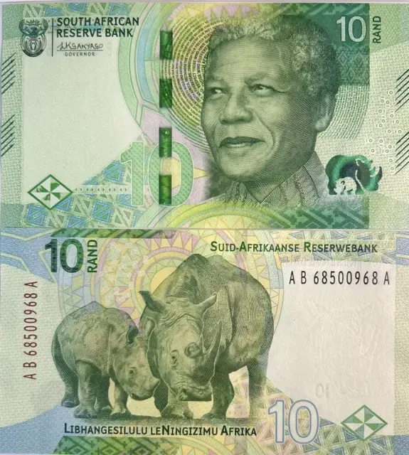 Afrique Du SUD SOUTH AFRICA Billet 10 RAND 2023 RHINOCEROS NELSON MANDELA NEUF