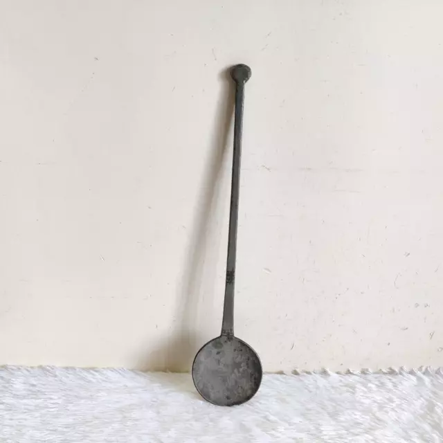 19c Antique Primitive Handmade Long Ladle Spoon Brass Kitchenware Old M782