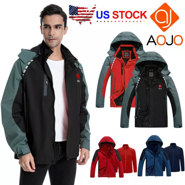 Mens Waterproof Windbreaker Jacket Coat Outdoor Windproof Outwear Zipper Hoodie