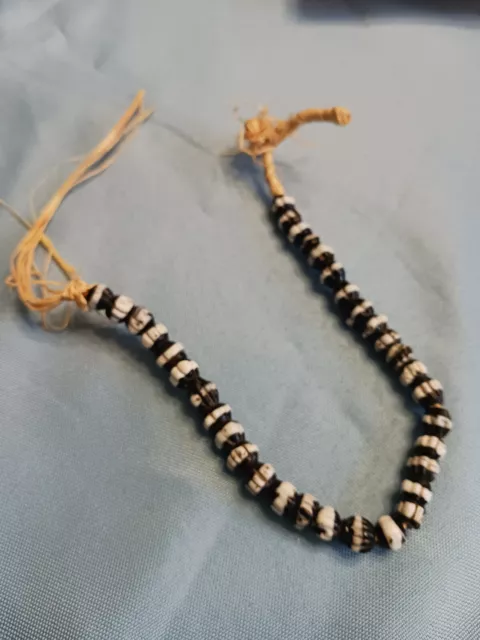 Antique Venetian Black Lampwork Dog Tooth Ruffle Italian Beads, African Trade