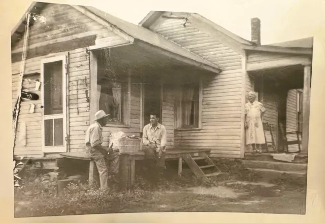 Vintage 1930's  Sharecropper PHOTO Visiting Man to Farmers House Having a Drink