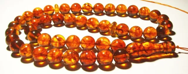 Natural Baltic Amber Prayer Beads Misbaha Tasbih Rosary  45 Beads pressed