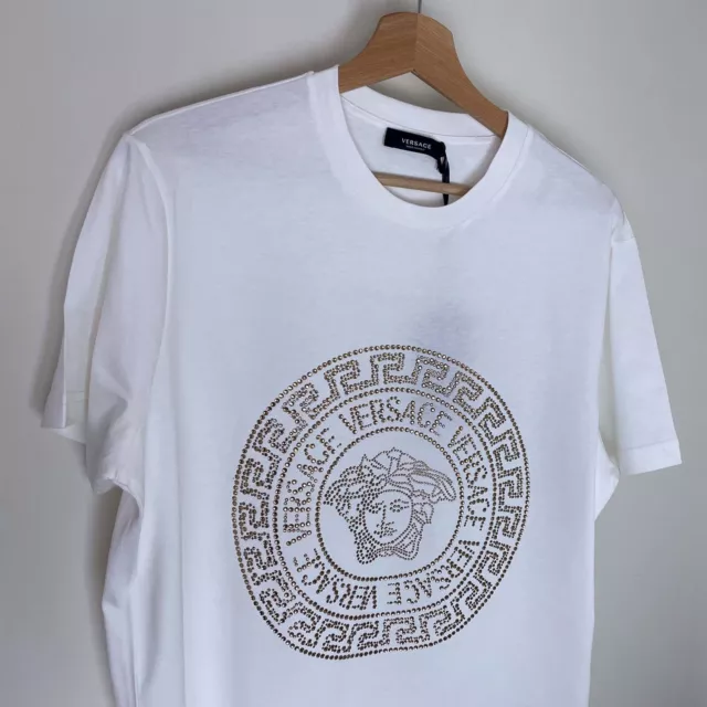 Versace White T-shirt With Golden Medusa Logo Size 2XL